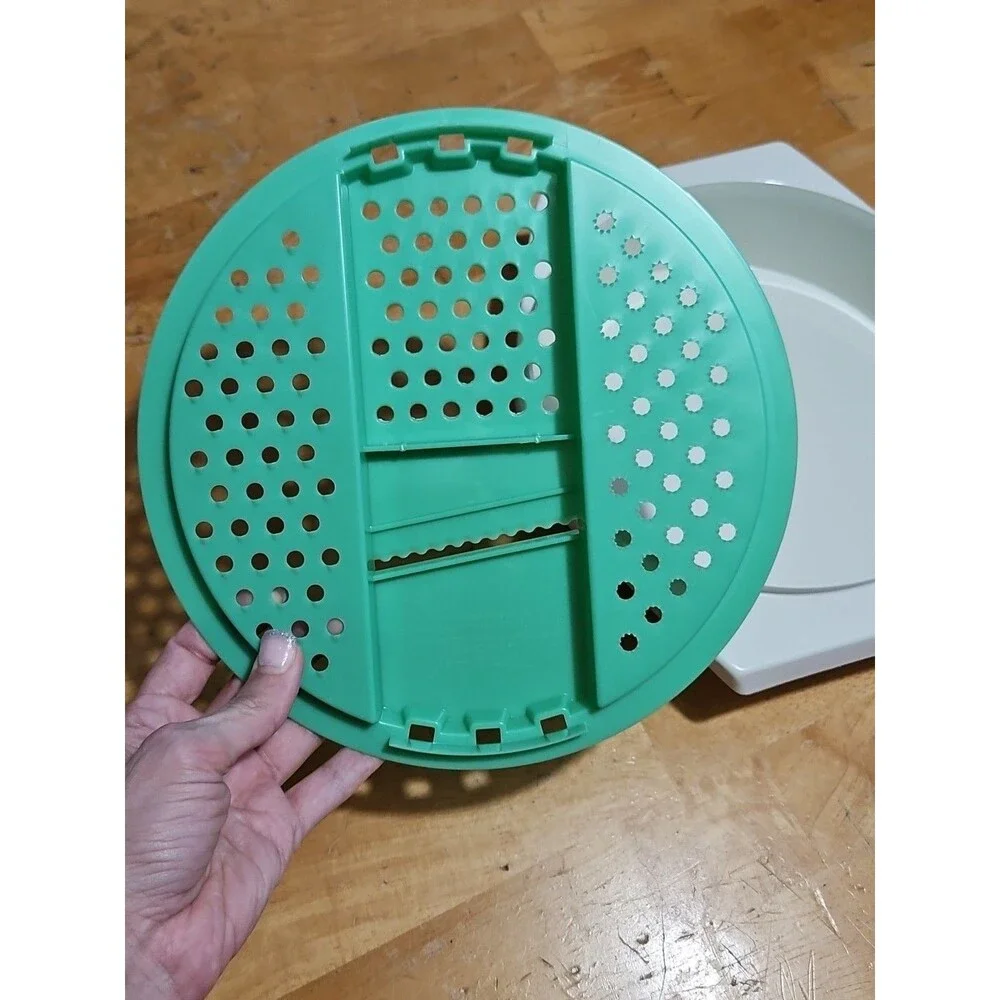 Vintage Tupperware Jadeite Green Cheese Grater W/ Almond Bowl 2 Pc Set - No Lid